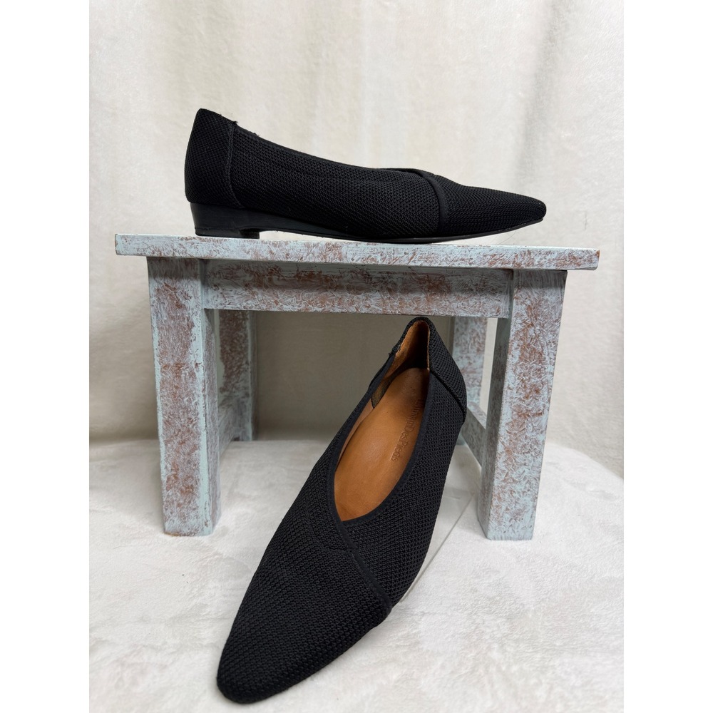 L'Amour Des Pieds Flats Women 10M Black Woven Knit Pointed Toe‎ Low Wedge Shoes